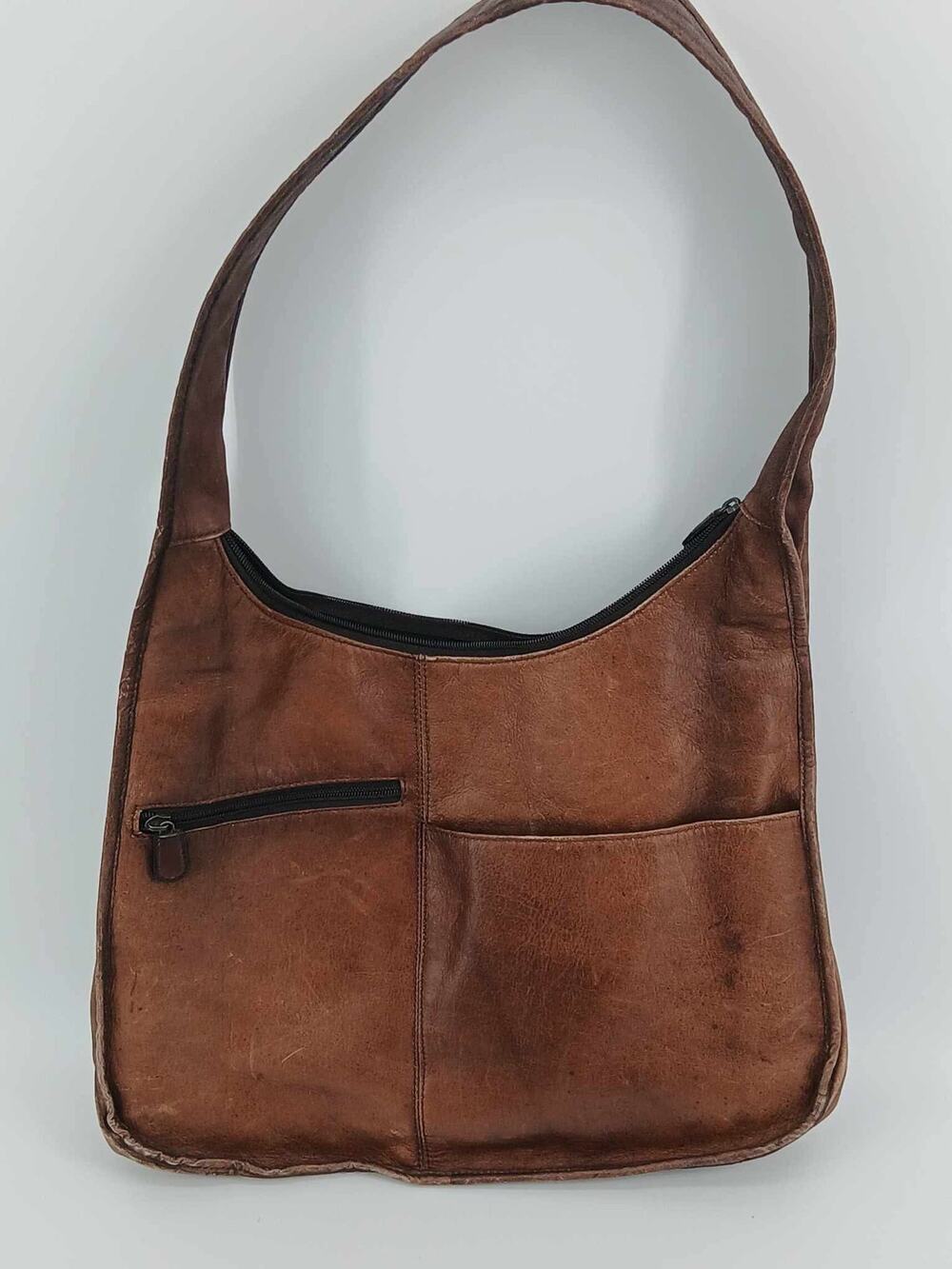 Full grain cowhide leather hobo shoulder bag, Boulder Ridge